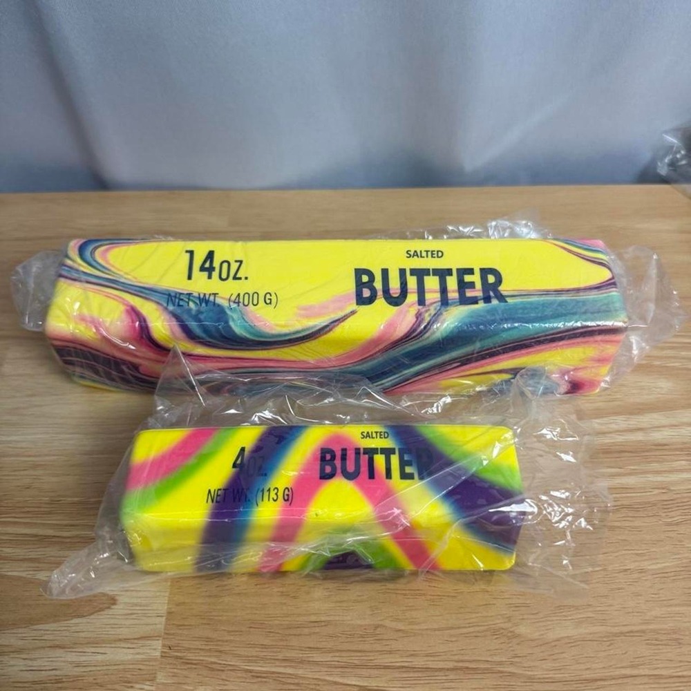 Rainbow Tie-Dye Butter Squishy Set 14 oz + 4 oz Slow Rising NEW